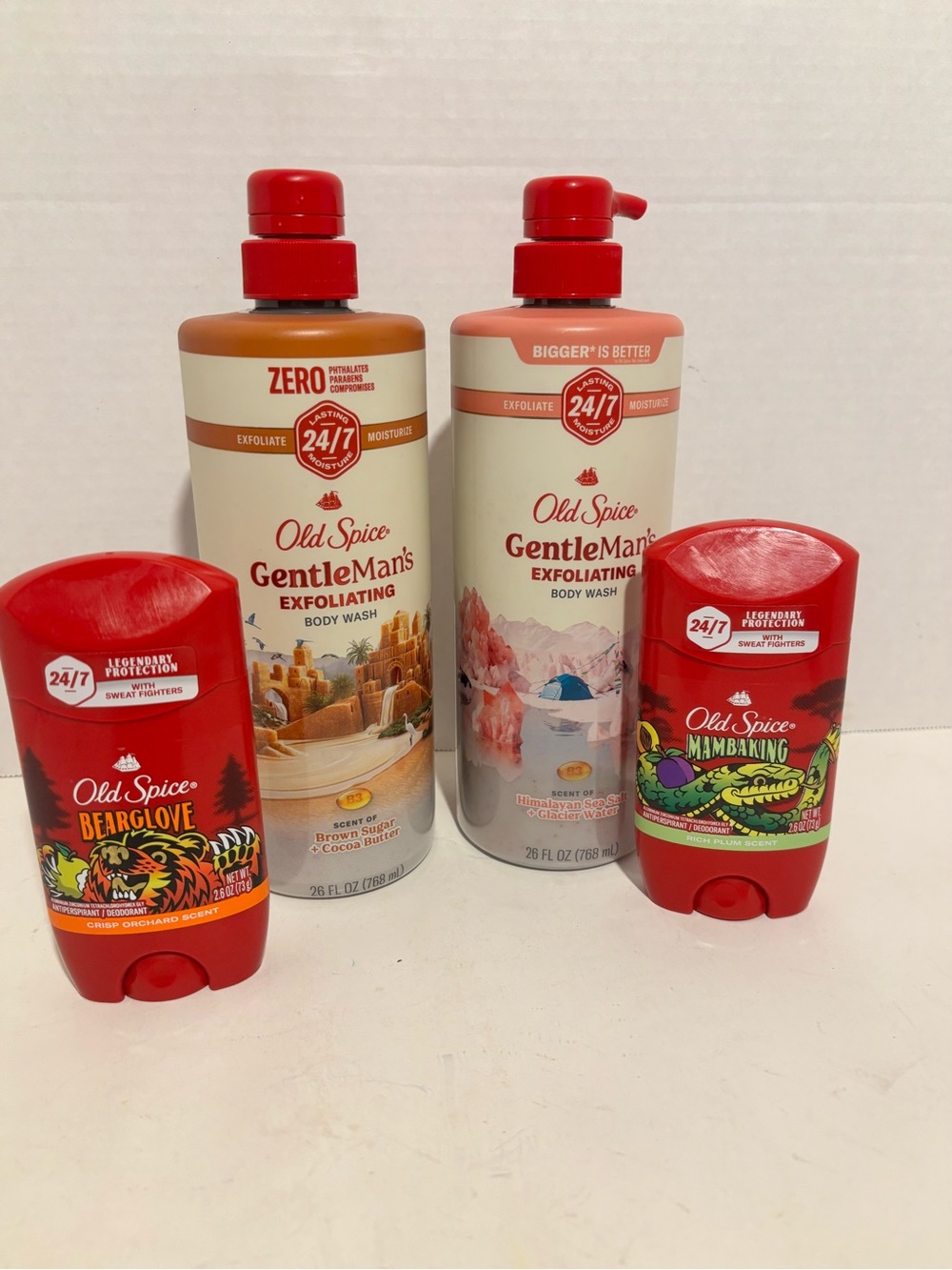 Old Spice GentleMan's Exfoliating Body Wash & Deodorant Bundle of 4 Ass - Red